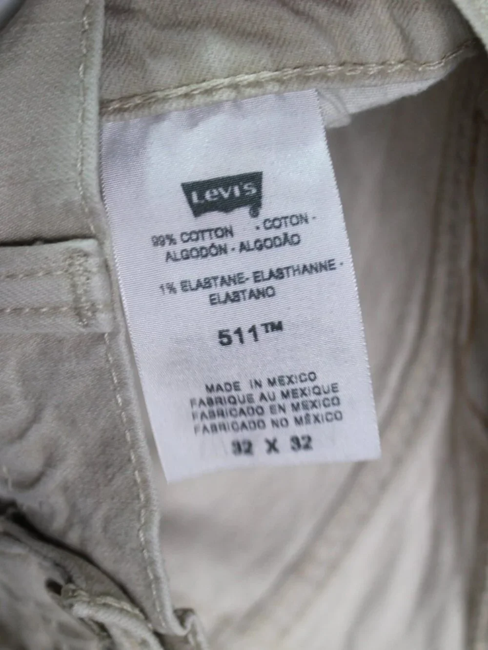 Vintage 90s Levi's 511 32x32 Beige Straight Slim Jeans